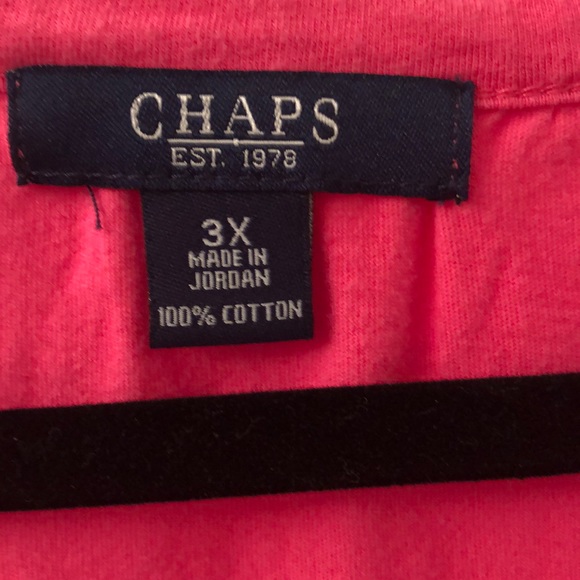 SOLD Chaps pink 100% cotton 3X v-neck knit top - Picture 2 of 3